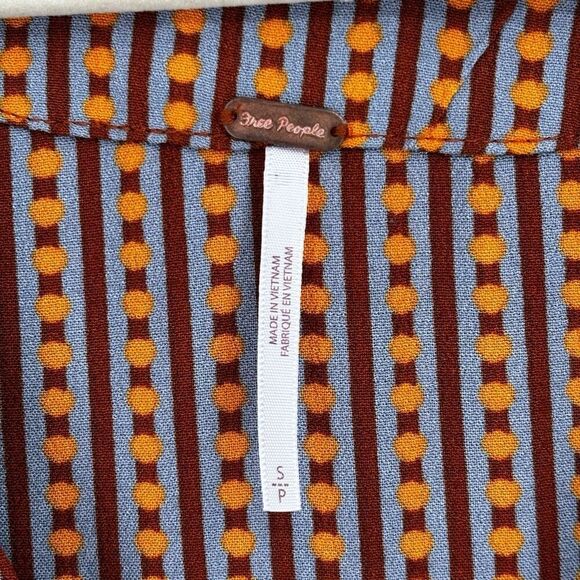 Free People Mix N Match Bohemian Flounce Sleeve Blouse In Burnt Orange Small - Picture 4 of 11